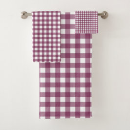 Vintag Deep Pink Christmas Gingham Pattern Badhandtuch Set