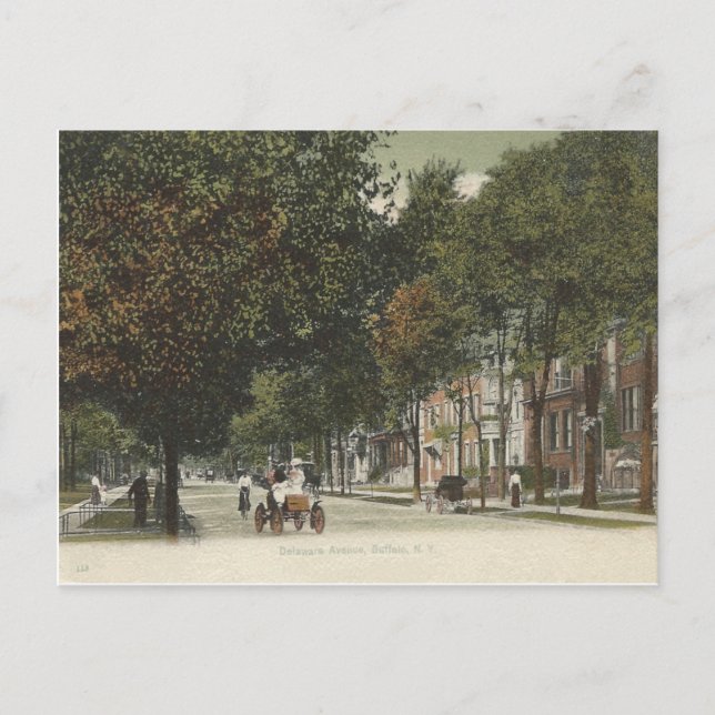 Vintag Delaware Ave. Buffalo, New York Postkarte (Vorderseite)
