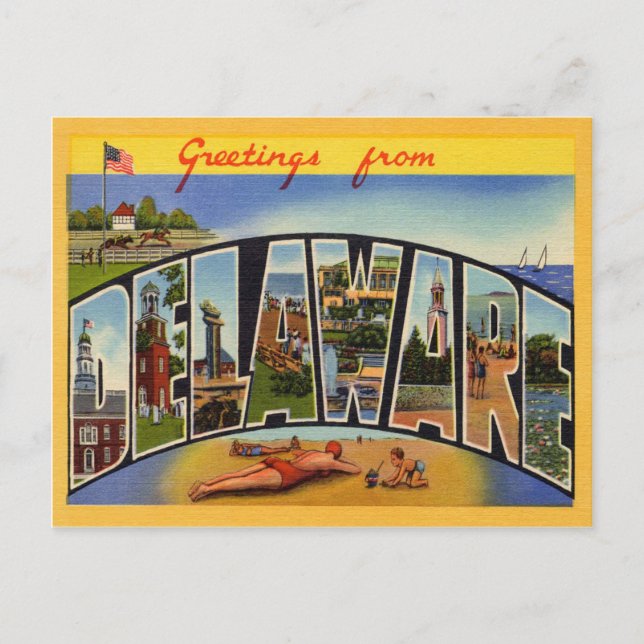 Vintag Delaware Postkarte (Vorderseite)