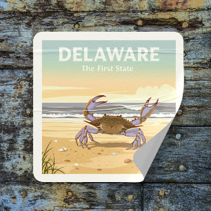 Vintag Delaware Quadratischer Aufkleber