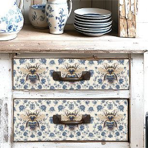 Vintag Delft Blue Gold Honey Bee Cotattcore Seidenpapier