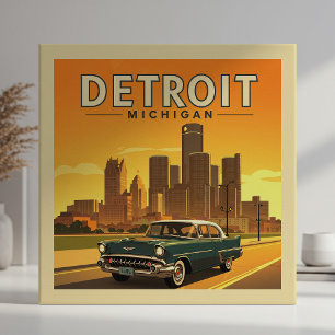 Vintag Detroit Michigan Fliese