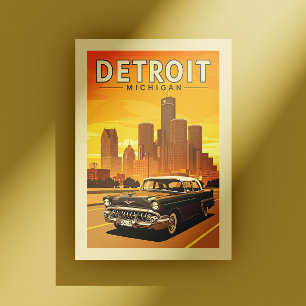 Vintag Detroit Michigan Postkarte