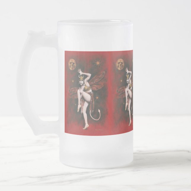 Vintag Devil Lady Dancer Mattiert Stein Mattglas Bierglas (Links)