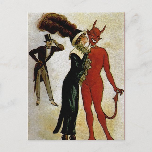 Vintag Devil Postcard Postkarte (Vorderseite)