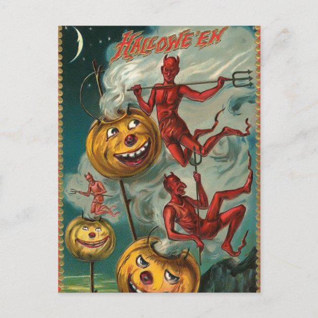 Vintag Devil Postcard Postkarte (Vorderseite)