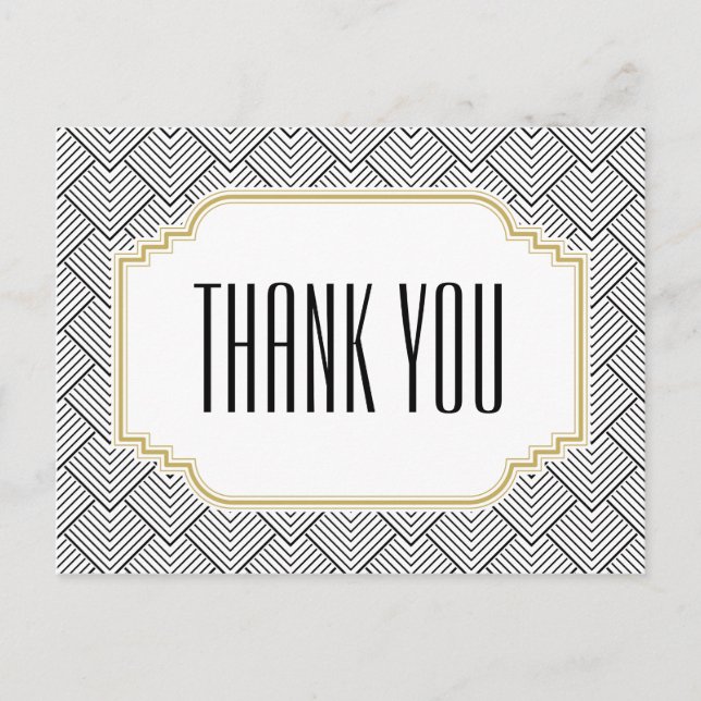Vintag Diamond Black & Gold Danke an die Postkarte (Vorderseite)