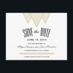 Vintag Diamond Black & Gold Save the Date<br><div class="desc">Dieses geschmackvolle Design zeichnet sich durch ein wunderschönes Rautenmuster aus, das an die Kunstzeit des Dekos erinnert. Schwarz, Gold und mutige Typografie Sets für ein glamouröses Ereignis! Es stehen auch passende Einladungen und Antwortkarten zur Verfügung. Fügen Sie eine Hochzeits-Briefmarke aus unserer umfangreichen Portosammlung hinzu, die perfekt zu Ihrer Einladung passt....</div>