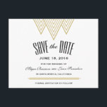 Vintag Diamond Black & Gold Save the Date<br><div class="desc">Dieses geschmackvolle Design zeichnet sich durch ein wunderschönes Rautenmuster aus, das an die Kunstzeit des Dekos erinnert. Schwarz, Gold und mutige Typografie Sets für ein glamouröses Ereignis! Es stehen auch passende Einladungen und Antwortkarten zur Verfügung. Fügen Sie eine Hochzeits-Briefmarke aus unserer umfangreichen Portosammlung hinzu, die perfekt zu Ihrer Einladung passt....</div>
