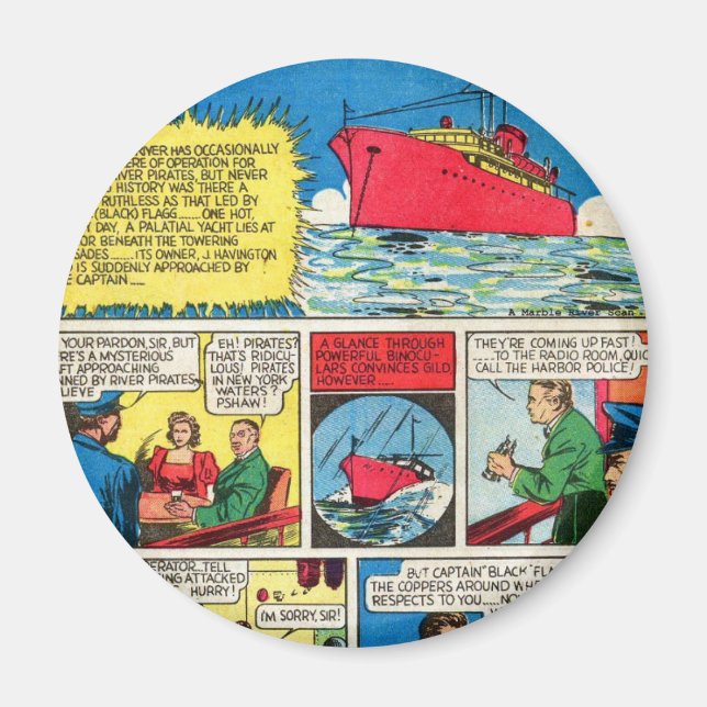 Vintag die Flammen-Comic-Buchsuperhero-Schufte Magnet (Vorne)