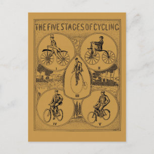 Vintag die fünf Bühnen des Radfahrens Postkarte