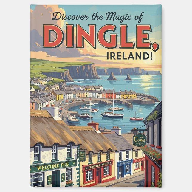 Vintag Dingle Ireland Travel Magnet (Vorderseite)