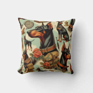 Vintag Doberman Nahtlose Malerei Kissen