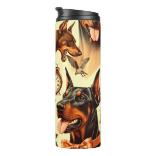 Vintag Doberman Seamless Illustration Thermosbecher