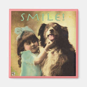 Vintag Dog Collie Smile Foto Magnet