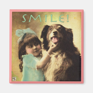 Vintag Dog Collie Smile Foto Magnet