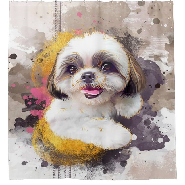 Vintag Dog Lover Shih Tzu Duschvorhang (Vorderseite)