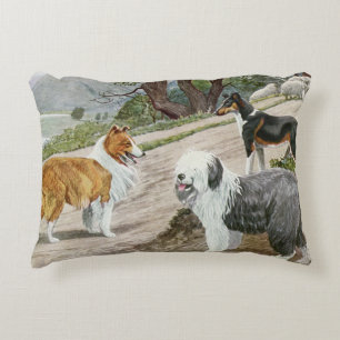 Vintag Dog Trio Zierkissen