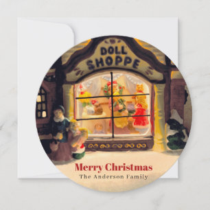 Vintag Doll Shoppe Weihnachtsfeierabendszene Karte