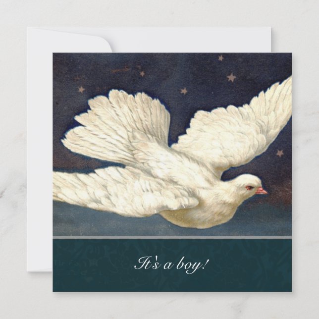 Vintag Dove Blue Baby Dusche Einladung (Vorderseite)