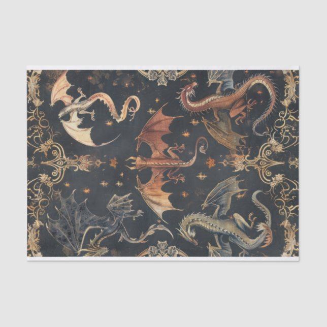 Vintag Dragon Decoupage Seidenpapier (Vorderseite)