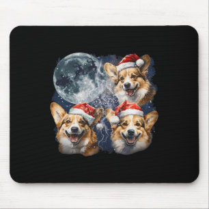 Vintag drei Weihnachtskorgis Dog Santa Howling A Mousepad