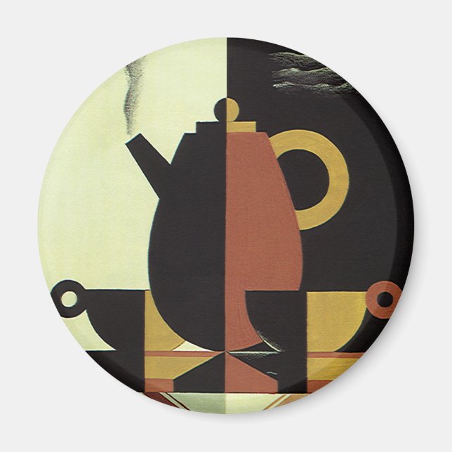 Vintag Drinks Getränke Kaffeepuppe mit Cups Magnet (Vorne)