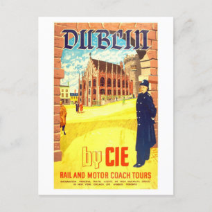 Vintag Dublin Ireland CIE Travel Poster Postkarte