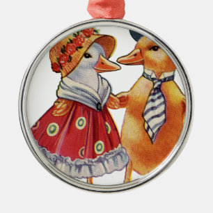 Vintag Duck Couple Ornament Aus Metall