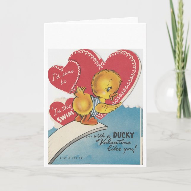 Vintag Duck Valentine Feiertagskarte (Vorderseite)