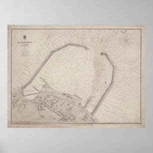 Vintag Dun Laoghaire Ireland Map (1857) Poster