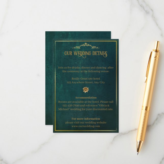 Vintag Dunkelgrün Begleitkarte (Vorderseite/Rückseite Beispiel)