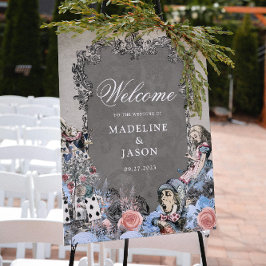 Vintag Dusty Blue Alice im Wunderland Wedding Poster