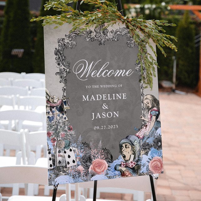 Vintag Dusty Blue Alice im Wunderland Wedding Poster (Von Creator hochgeladen)