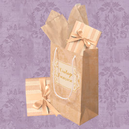 Vintag Dusty Peach Damask Personalisiert Mittlere Geschenktüte