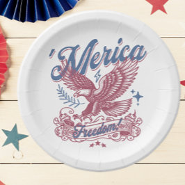 Vintag Eagle Patriotic America Pappteller