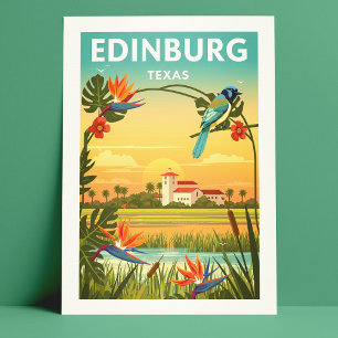 Vintag Edinburg Texas Postkarte