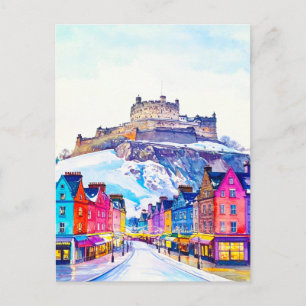 Vintag Edinburgh Castle Scotland Winter Travel Postkarte