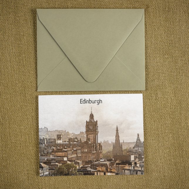 Vintag Edinburgh Scotland Panorama View Postkarte (cool edinburgh scotland UK postcard)