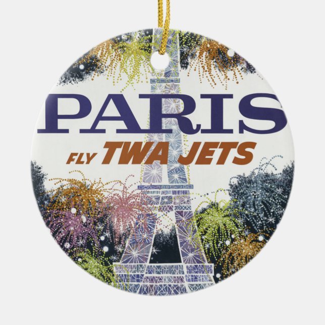 Vintag Eiffelturm Paris Air Travel Keramikornament (Vorne)