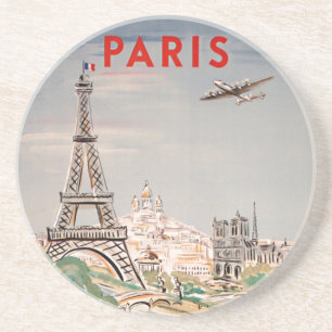 Vintag Eiffelturm Paris Air Travel Lithograph Getränkeuntersetzer