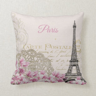 Vintag Eiffelturm Paris Postkarte Kissen
