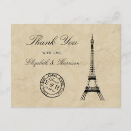 Vintag Eiffelturm Paris Postmark Vielen Dank Postkarte