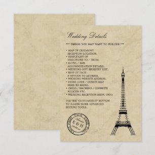 Vintag Eiffelturm Paris Postmark Wedding Begleitkarte