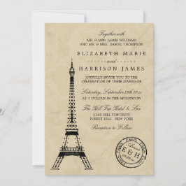Vintag Eiffelturm Paris Postmark Wedding Einladung