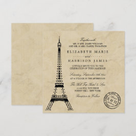 Vintag Eiffelturm Paris Postmark Wedding Einladung