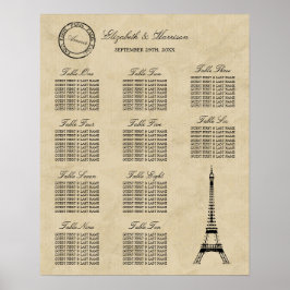 Vintag Eiffelturm Paris Postmark Wedding Poster