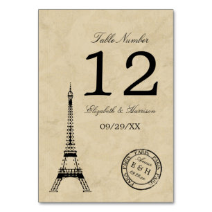 Vintag Eiffelturm Paris Postmark Wedding Tischnummer