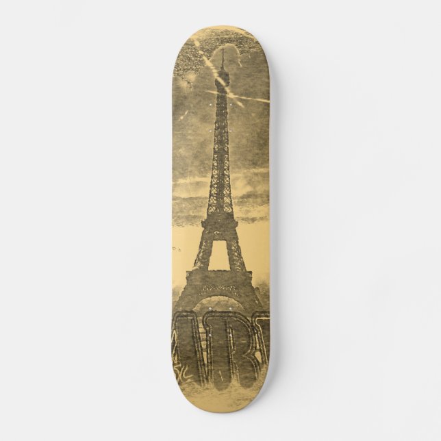 Vintag Eiffelturm Paris Skateboard (Vorderseite)