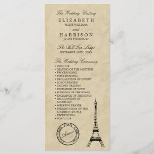 Vintag Eiffelturm Paris Wedding Programm
